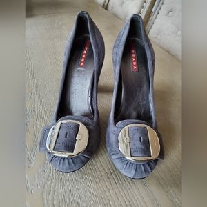 Prada chunky heels gray size 37